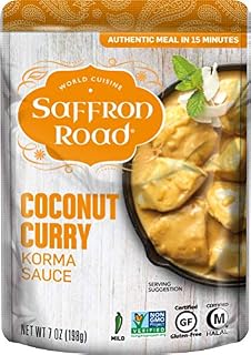 Saffron Road Simmer Sauce, Non-GMO, Gluten-Free, Halal, Kosher, Coconut Curry, 7 Ounce