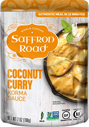 Saffron Road Simmer Sauce, Non-GMO, Gluten-Free, Halal, Kosher, Coconut Curry, 7 Ounce