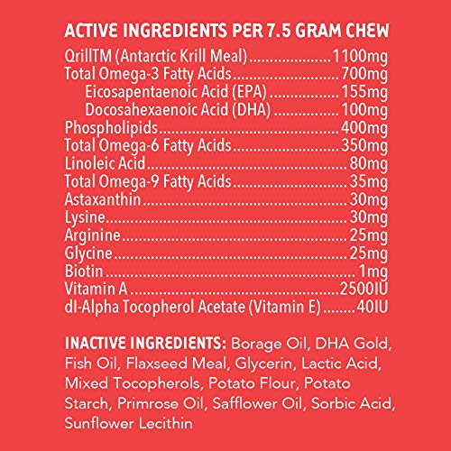 iHeartDogs Omega 3-6-9 for Dogs - Skin and Coat Fish Oil Supplement for Dogs with Pure Antarctic Krill Oil - Allergy & Itchy Skin Relief Chews, 120 Count