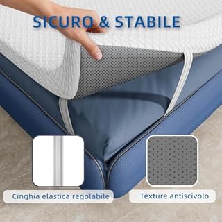 Topper Matrimoniale in Memory Foam, 7 cm di spessore materasso Pad Topper schiuma con copertura a cerniera lavabile, materasso Topper per alleviare il mal di schiena (120X190CM)