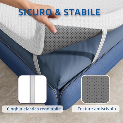 Topper Matrimoniale In Memory Foam, 7 Cm Di Spessore Materasso Pad Topper Schiuma Con Copertura A Cerniera Lavabile, Materasso Topper Per Alleviare Il Mal Di Schiena (120X190CM) - 4