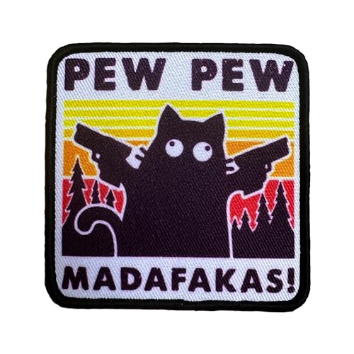 PEW PEW MADAFAKAS Patch morale Toppa ricamata in Patches con stampa tattica in patch con gancio e anello Tattico per vestiti, zaino, berretto da baseball, gilet uniforme, pettorina per cani, arancione