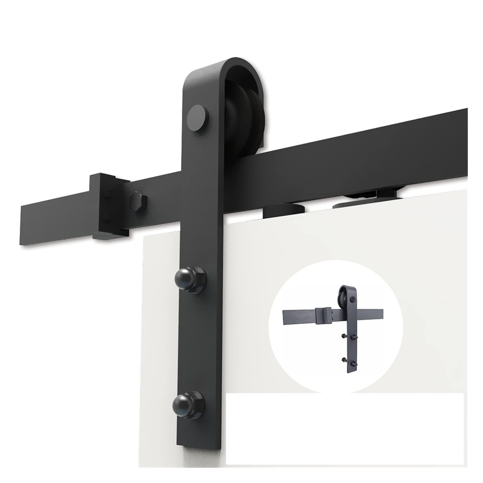 Sliding Door Hardware 4.9FT/6FT/6.6FT/8FT Carbon Steel Rustic Interior Sliding Wood Barn Door Hardware Track Kit(183cm(6ft) kit)