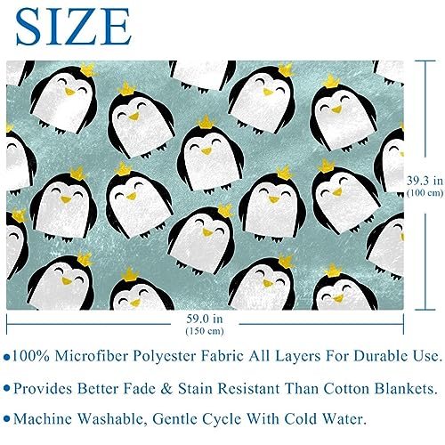 Couverture douce Happy Penguin Princes 150x100 cm pour lit et canapé