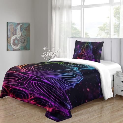 Ensemble de literie Bouddha 135x200 microfibre anti-transpiration avec housse de couette et taie