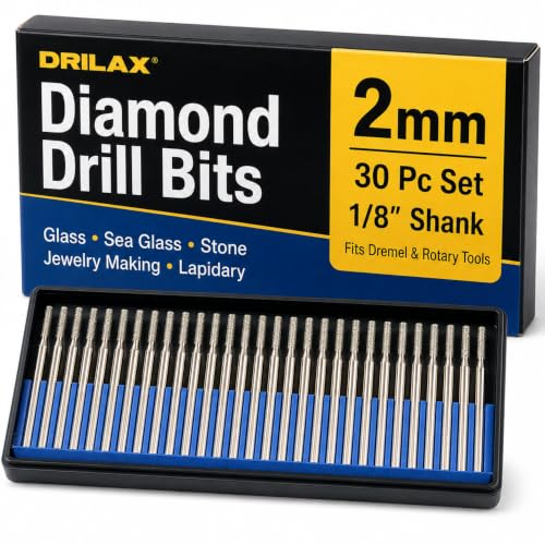 2mm Diamond Drill Bits for Ceramic 30 Pcs Set of Diamond Dremel Bits