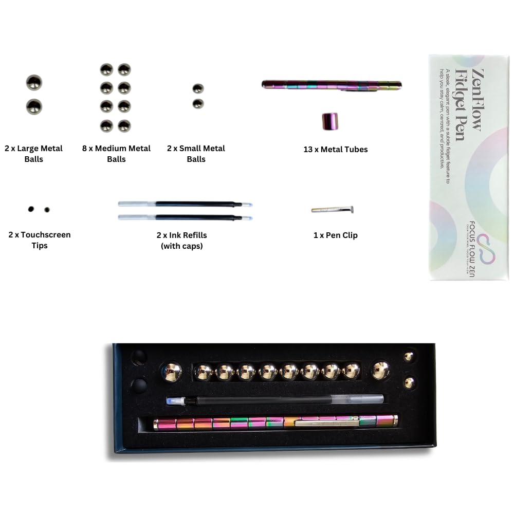 ZenFlow Magnetic Fidget Pen, 3-in-1 Ballpoint, Stylus & Stress Relief Desk Toy - Image 3