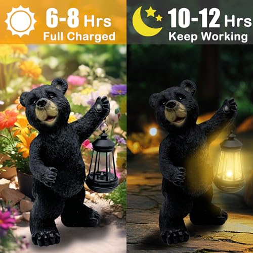 Vasesun Solar Lantern Garden Statues Decor, 14" Large Outdoor Bear Figurine Lights for Yard Patio Decoration - Unique Christmas Housewarming Gift for Grandma Wowen Mom - Image 3