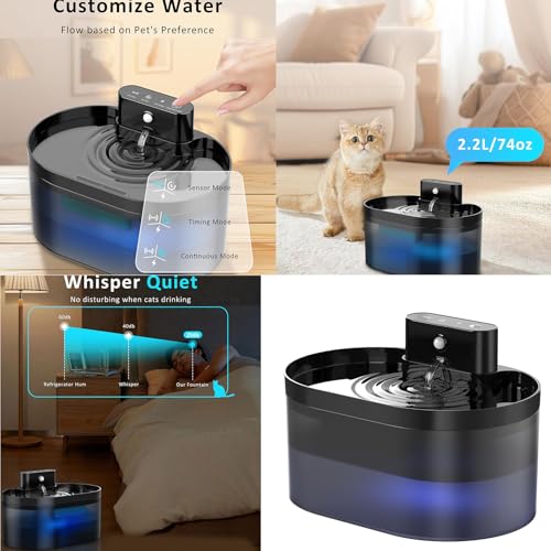 Fuente automática de agua para gatos inalámbrica miniatura 2