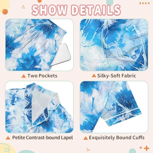 Cute Summer Pajamas Sets Satin Silk Sleepwear Button Down Shorts 2 Piece Loungewear3