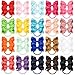 CÉLLOT 40Pcs 4.5 Inches Boutique Pops Hair Bows Elastic Hair Ties Grosgrain Ribbon Big Cheer Bow Ponytail Holder Rubber Hair Bands for Baby Girls In Pairs