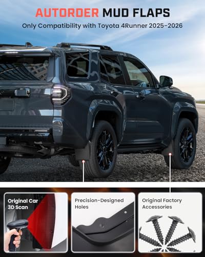 Image of Autorder Mud Flaps for Toyota 4Runner 2025-2026 Accessories All-Weather Splash Guards Protect Paint Mudflap No Drilling Required Mud Guard Set 4PCS(Not for TRD PRO, Trailhunter)