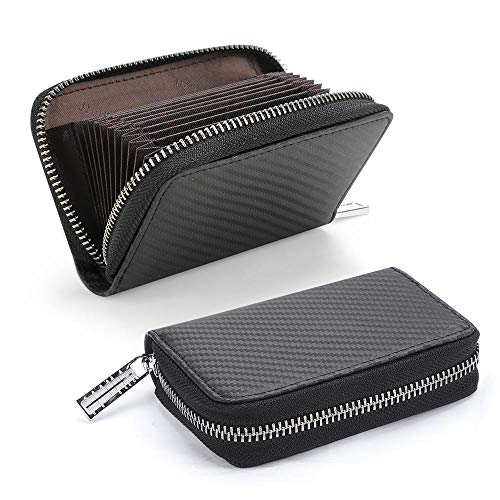 Preisvergleich Produktbild Welltop Leder Karten Geldbörse Leder Kreditkartenetui RFID Scheckkarten Kartenetui Visitenkartenetui Hülle-Halter-Schutz Damen Herren 12 Fächer