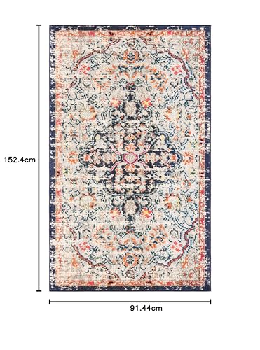SAFAVIEH Boho Rug for Living Room Dining Room, Bedroom - Madison Collection, Short Pile, in Beige and Black, 91 X 152 cm - Image 2