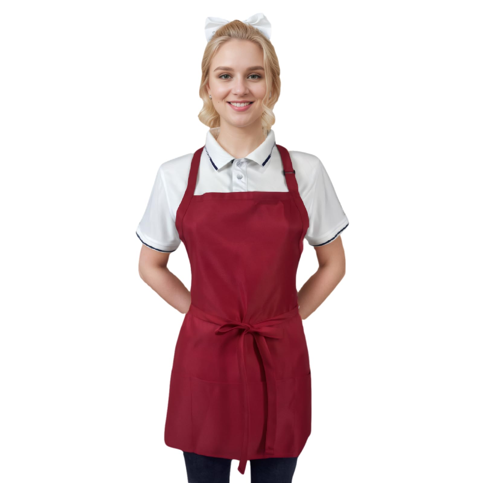 Delantal corto ajustable para mujer con 3 bolsillos, impermeable, cocina, barbacoa, delantal unisex