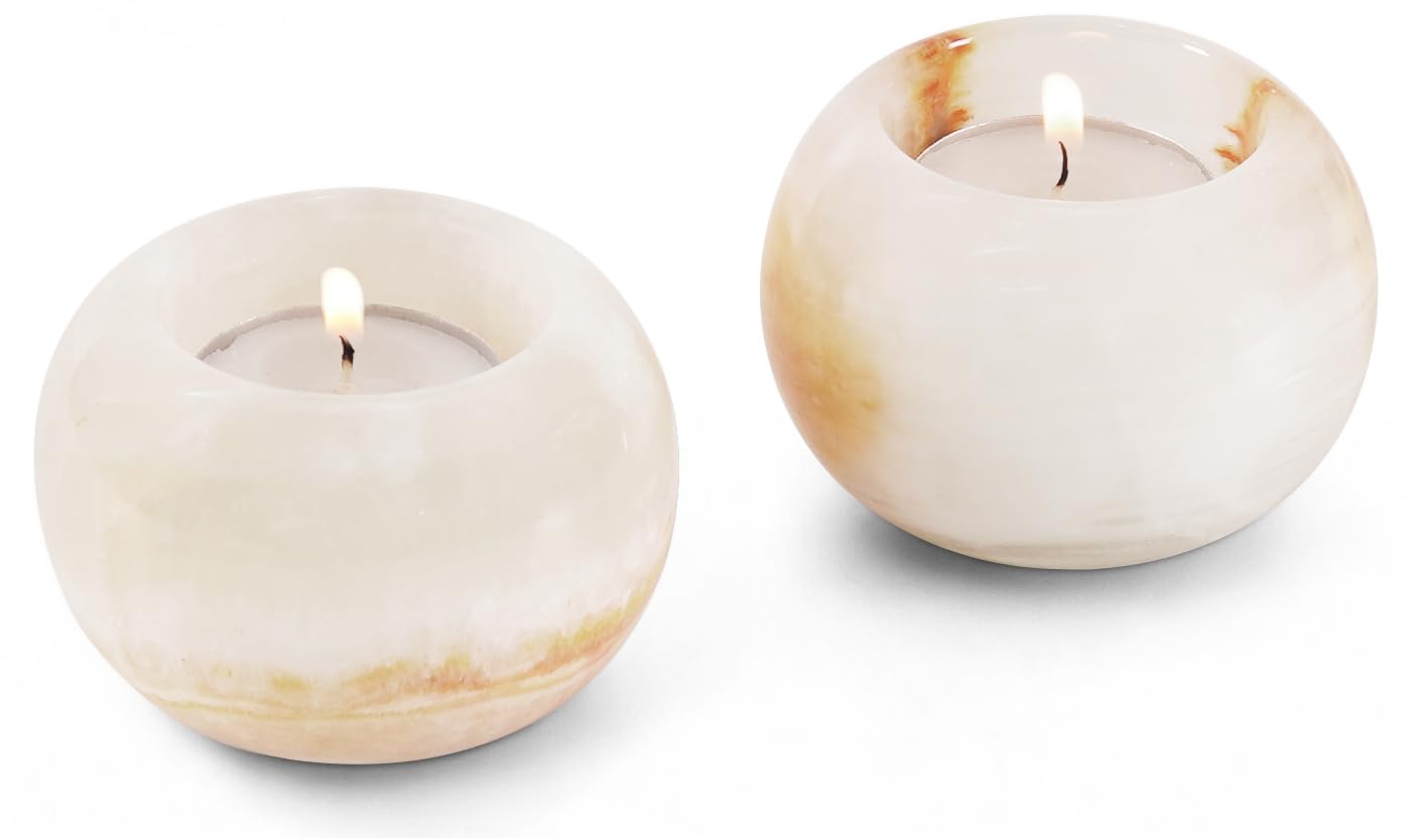 SPESHSTONES Portacandele in marmo, 7,6 cm, in onice color crema, mini portacandele votivo per centrotavola, decorazione per la stanza, portacandele decorativi per regali di nozze