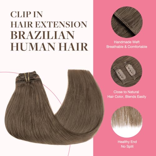 Image of GOO GOO Clip in Hair Extensions Real Human Hair Brown Remy Extensions