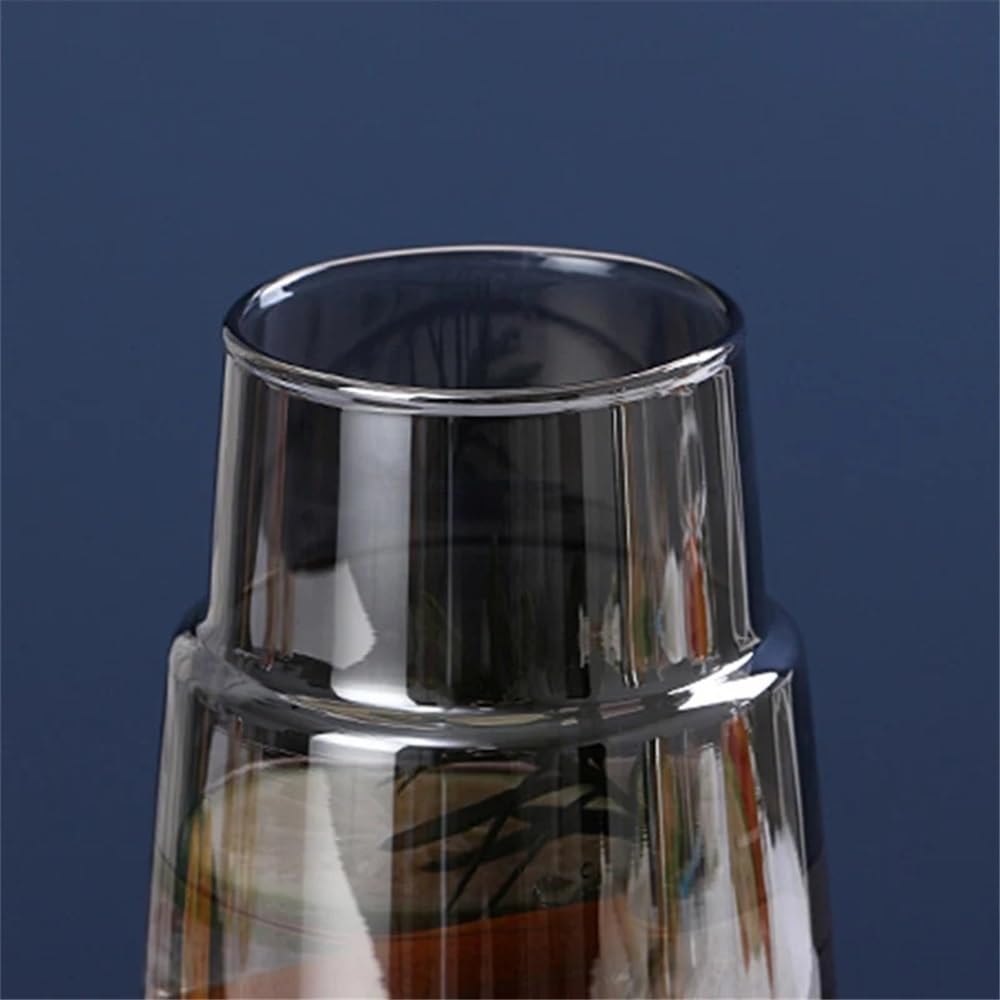 Jarras Agua Juego de tetera de vidrio de 850 ml, jarra de agua transparente con taza de vidrio for agua fría y caliente, tetera for la mesita de noche del hogar Jarra de Té Helado(Bruin)