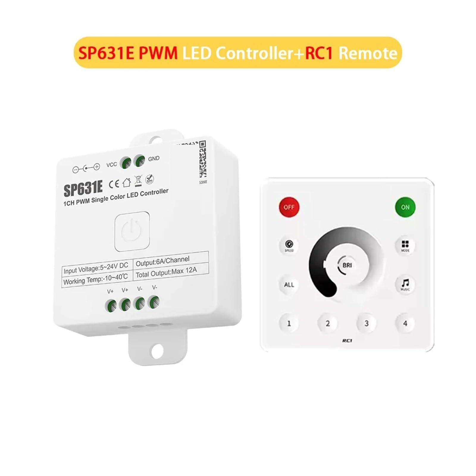 Controlador LED monocromático DC5V, 12V, 24V, PWM SPI 5050 2835 COB, tira de luces LED, atenuación táctil, Control remoto, atenuador LED de 3600 píxeles(PWM Bluetooth Kit B)