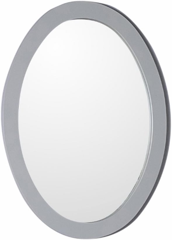 9902-M-LG Oval Framed Mirror-Manufactured Wood-Light Gray