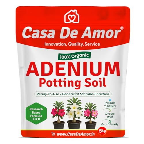 Image of Casa De Amor Organic Adenium & Desert Rose Potting Soil - Ready-to-Use, Microbe-Enriched Formula for Superior Drainage, Moisture Retention & Healthy Growth (5 KG)