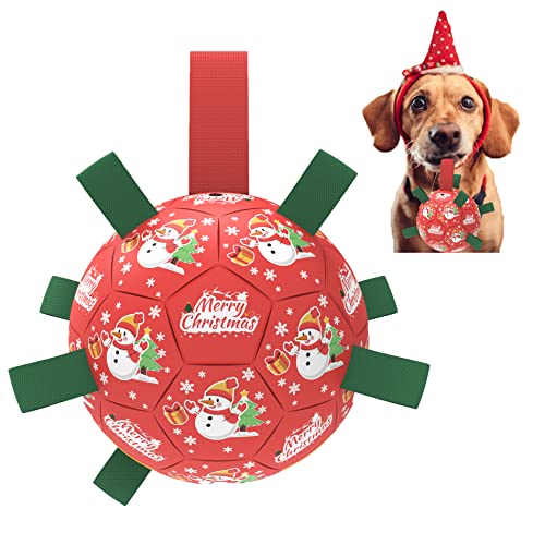 ZRREMRE Christmas Dog Toys Dog Ball Toys for Large Dogs Interactive Dog Soccer Ball for Small Mudiem Large Breed Outdoor Jolly Ball for Dogs Gifts