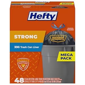 Hefty Strong Large Trash Bags, 33 Gallon, 48 Count (Pack of 1)
