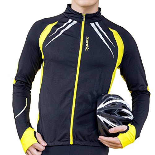 Santic Cycling Fleece Thermal Long Jersey Winter Jacket Yellow-Gabriel L