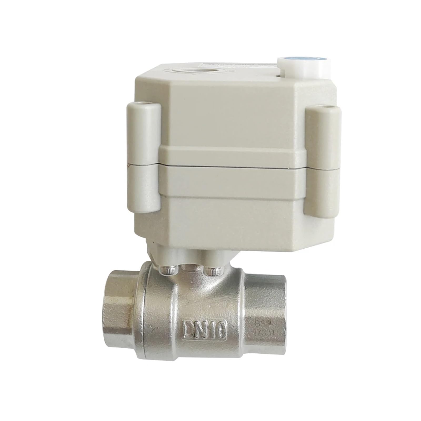 Válvula de bola motorizada de acero inoxidable de 3/8'' CC 5 V con anulación manual e indicador, válvula eléctrica de 2 vías DN10 for sistemas de alta tensión y aire acondicionado.(Bsp,DC5V-CR201)