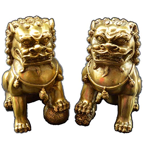 Ornements de lion en cuivre pur pour décoration d'étude et salon chaleureux