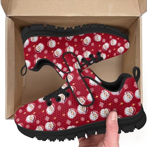 Christmas Cute Santa Claul Pattern Little Kid Boys Shoes Non Slip Lightweight Breathable Comfortable Sport Athletic Running Tennis Sneakers2
