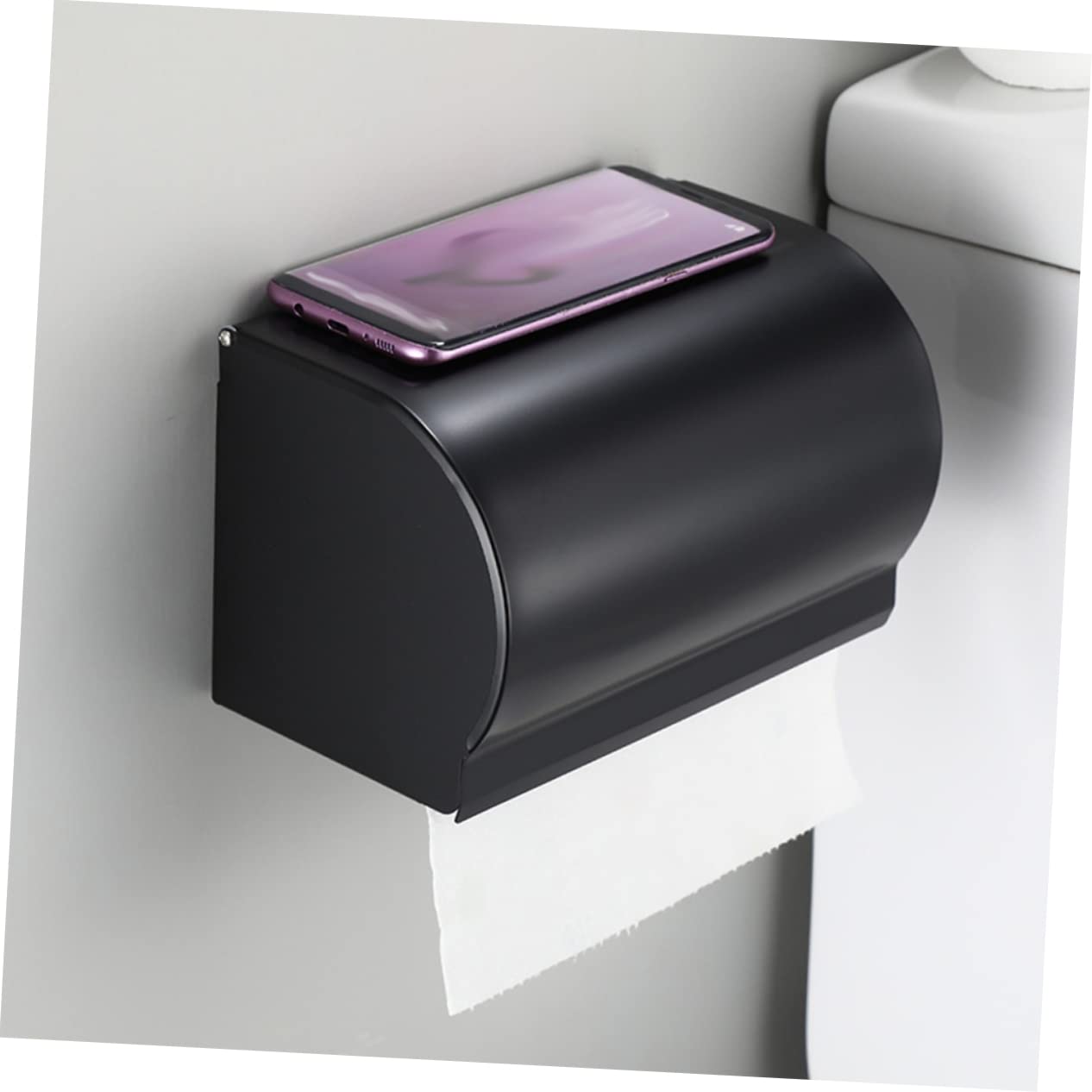CMBSSTFC Estantes de pared en rollo Portarrollos de papel para montaje en pared, color negro, cubierta de papel higiénico, soporte para rollo de papel tisú, estante de pared, rollo de papel higiénico,
