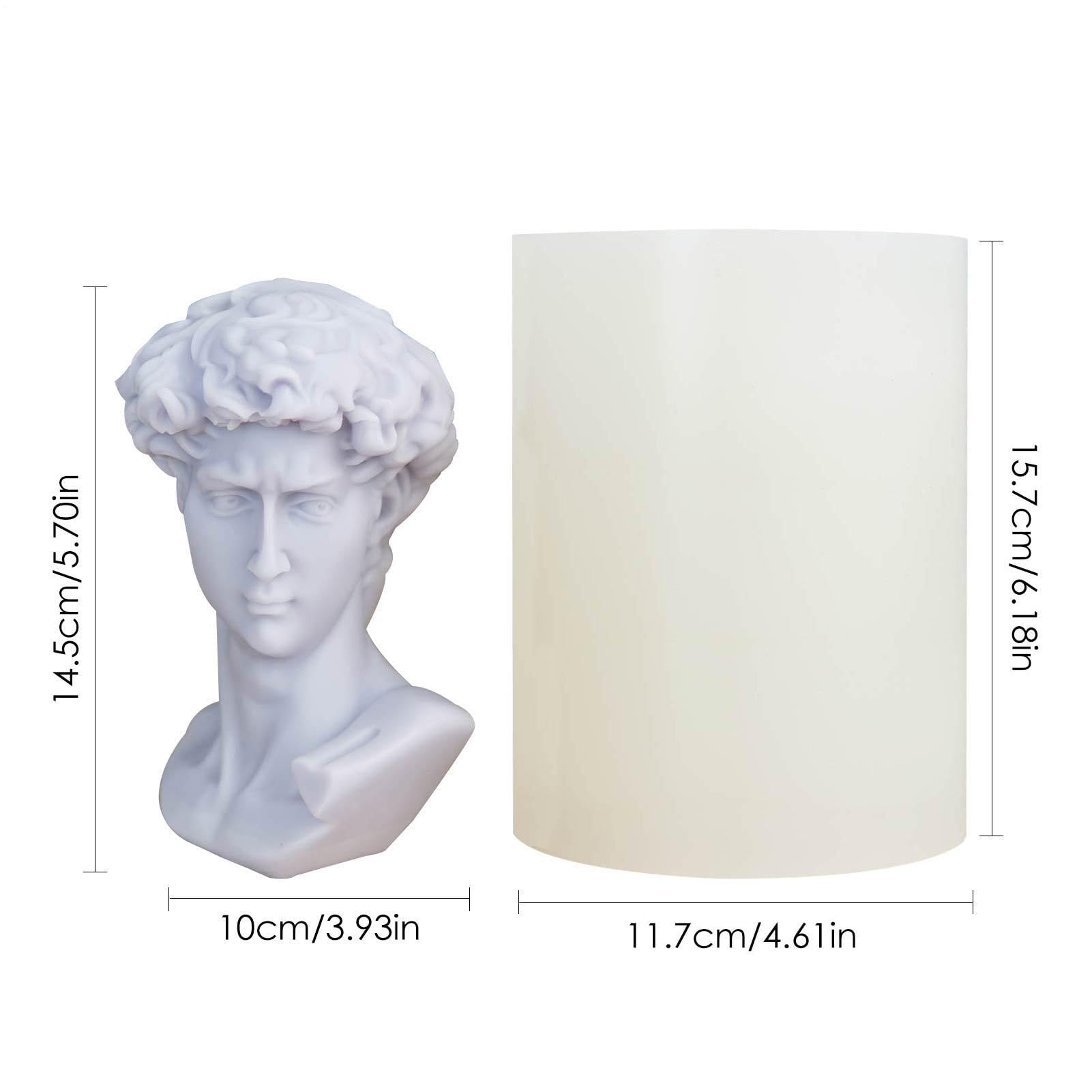 David - Stampaggio in silicone 3D da 15,7 x 11,7 x 11,7 cm | stampo flessibile per alimenti, design durevole che non si strappa, cilindro candela stampo dessert gelatina helad