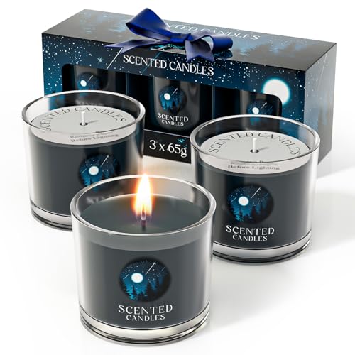 Image of CHILLFLAME Candles for Men, Scented Candles Gifts for Women, Candle Gift Set for Him, 3 Scented Votive Candles, Birthday Gifts for Men (Black, 7 oz)
