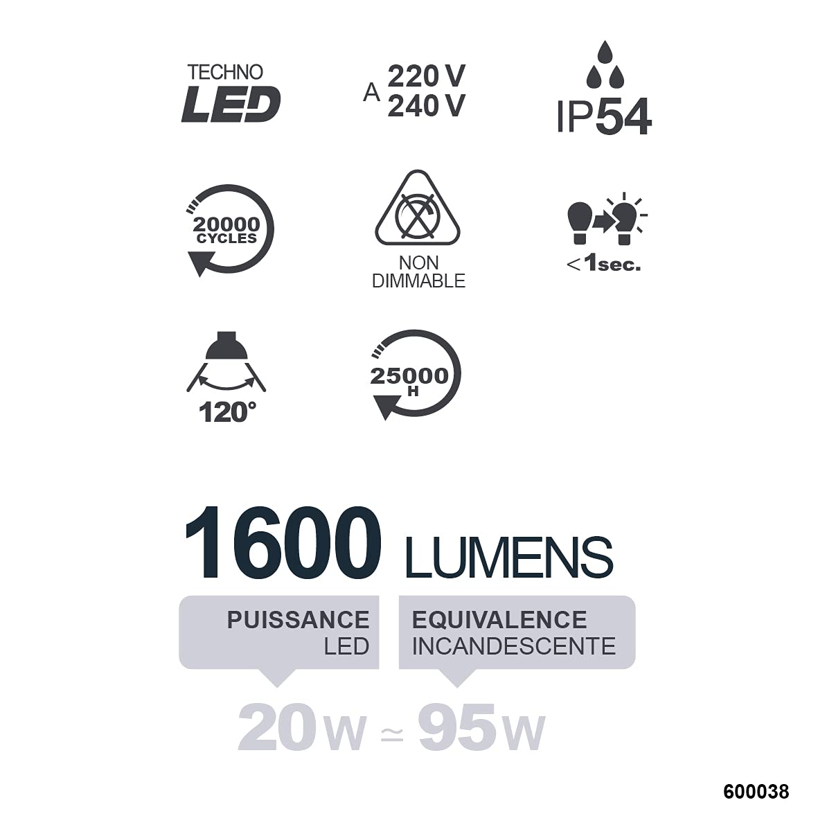 Debflex 600038 reflektor LED IP44 + czujnik podczerwieni, 20 W, 6400 K, 1600 lm