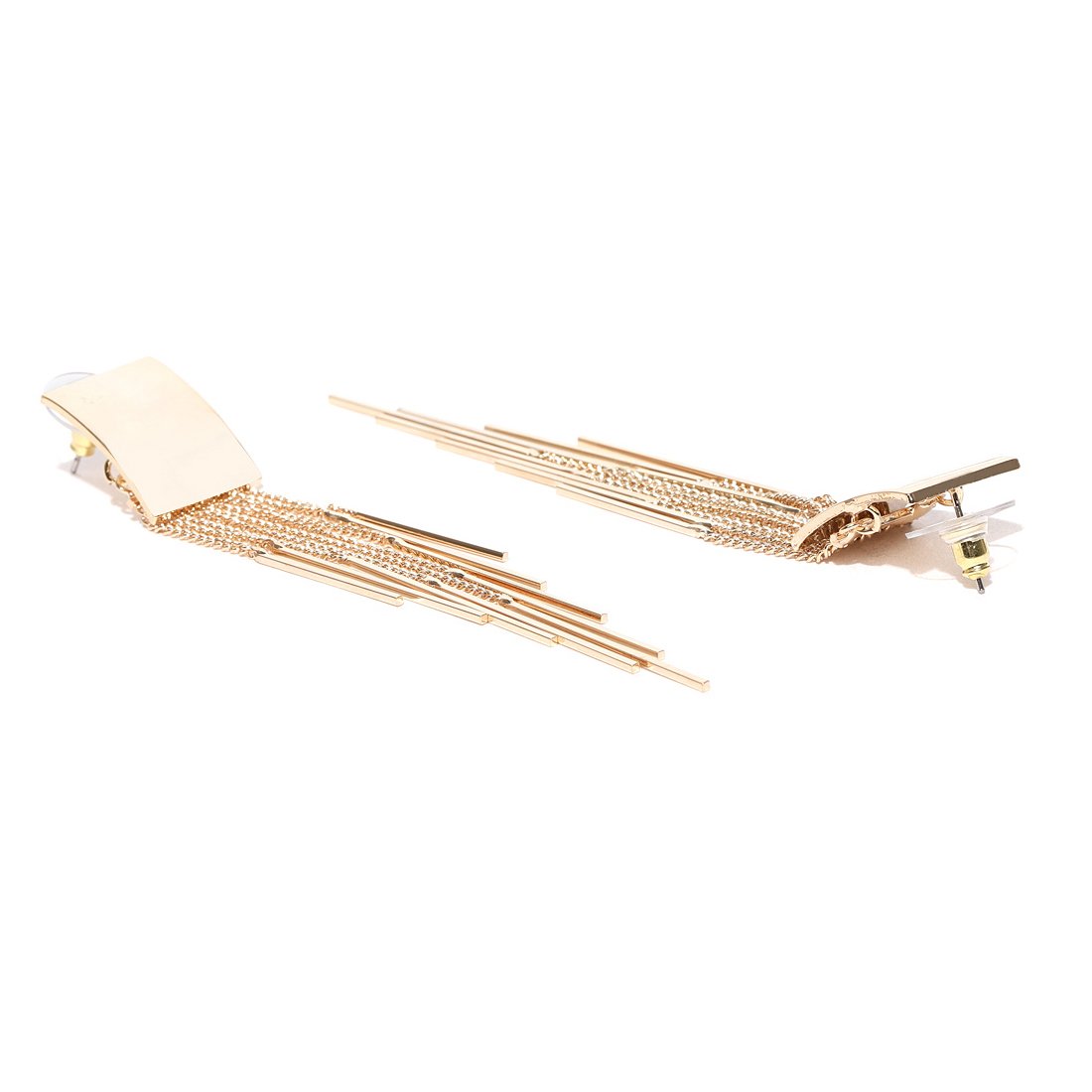 Geometric Opal Plated Chain Drop Earrings