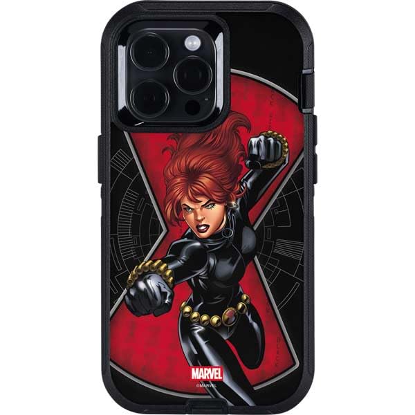 Skinit Decal Phone Skin Compatible with OtterBox Defender iPhone 15 Pro - Officially Licensed Marvel Black Widow Natasha Romanova Design