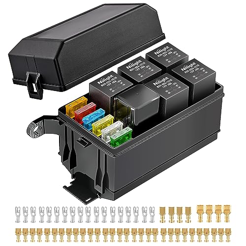 Image of Nilight 12V Fuse Relay Box 6 Relays 6 Slots ATC ATO Blade Fuse Holder 4Pin 5Pin Terminal 40A Relay Waterproof Block Kit Universal for Automotive Car Truck Camper Marine Boat