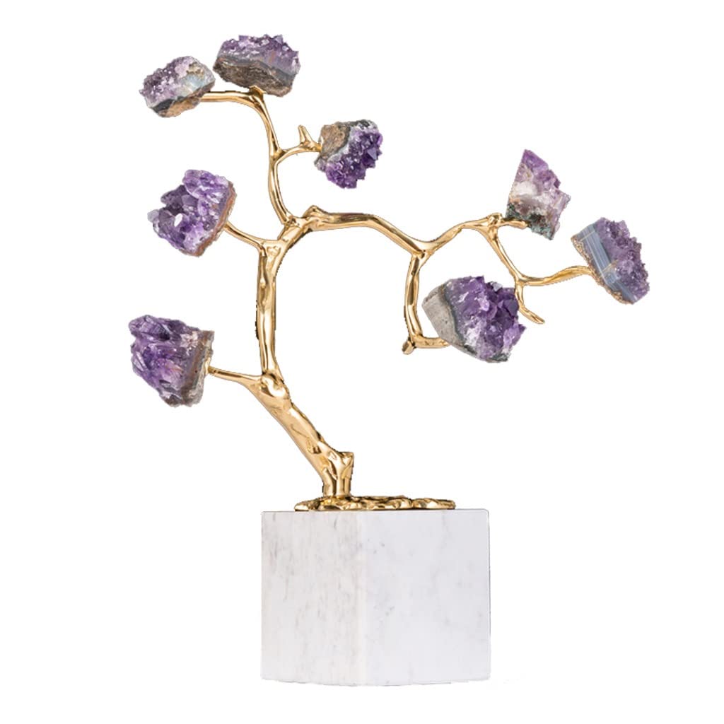 HCZKIUJY Luck and Wealth Crystal Tree Modern Crystal Tree Ornaments Healing Tree of Life Decoration Good Luck Crystal Stone Home Crafts Healing Meditation Chakra Money Tree (Purple)