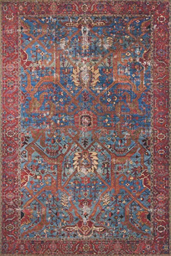 Loloi Loren Collection LQ-10 Blue/Red 5'-0" x 7'-6" Area Rug Loloi Loren Collection LQ-10 Blue/Red 5'-0" x 7'-6" Area Rug