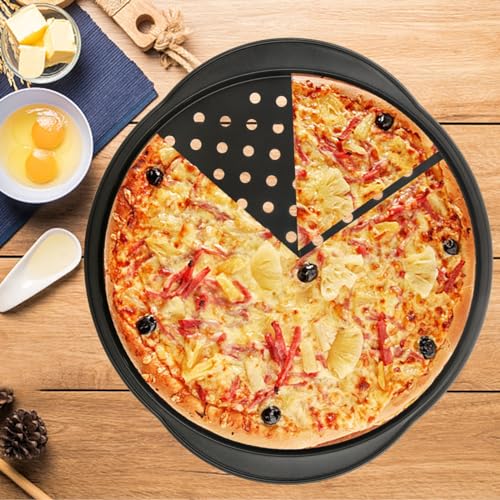 JMIATRY 2 Pack 14 inch Pizza Trays for Oven Non Stick, Non-Stick Pizza Pan with Handles, Carbon Steel Pizza Oven Trays, Black - Image 6