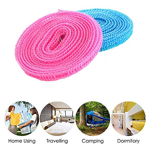 Clotheslines 2 Pack Camping Clothesline With 16 Pcs Metal Clips Drying Rope Portable Windproof Travel For Hotels Clothes Drying Line Clothing Rack Outdoor Clothesline Laundry Clothes Line #TOP1