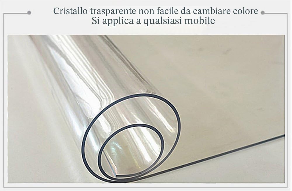 Plastica Trasparente da Cucina Pranzo Tavolo da Pranzo Copertura tovaglia Proteggi Tappetino con Labbro per Pavimenti duri Eco-Friendly Series Floor Protector (Spessore: 2 mm) (80x160cm)