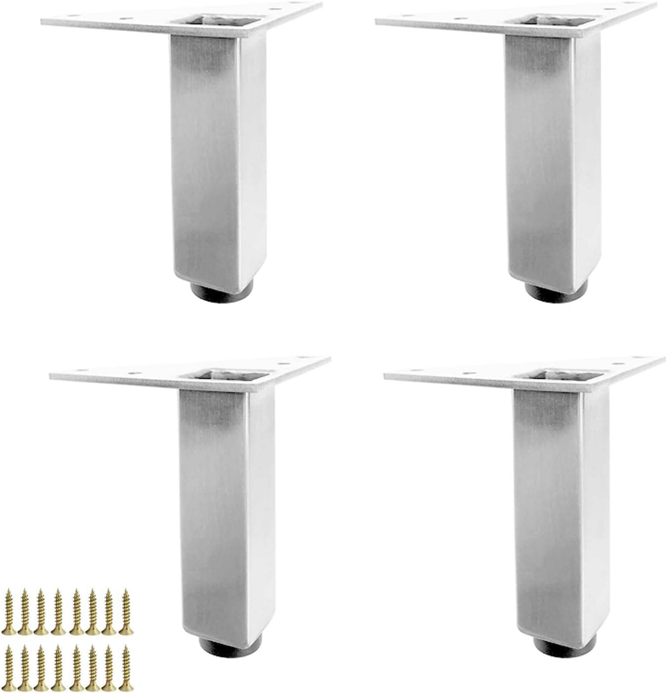 Wcxixo 4 Packs Stainless Steel Furniture Legs Adjustable