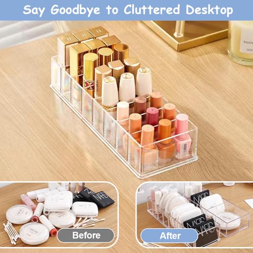 EUIEUT 2 Pcs Detachable Makeup Organiser 8 Compartments Acrylic Cosmetic Storage Tray Clear Drawer Organizers Case Desk Jewelry Display for Eyeshadow Cosmetic Lipstick Nail Polish - Image 4