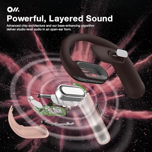 Image of Oladance OWS Pro Open-Ear True Wireless Headphones, Noise Cancellation, Stable Bluetooth 5.3 Connection, Amplifier Chip, Virtual Bass, 360 Superior Sound, 16H Playtime, Comfortable Fit (Pink)