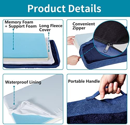 Geegoos Medium Dog Bed, Memory Foam Dog Bed with Washable Removable Cover,Orthopedic Dog Bed for Medium Dog, Dog Mattress with Non-Slip Bottom/Waterproof liner Suitable for Dog Crate(73.5x45x7cm,Blue)