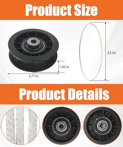 Image of Z254F Drive Idler Pulley Drive Belt Replacement Kit Fits for Husqvarna CZ3815 CZ4217 CZ42175 460ZX Lawn Tractor Replace 539110411 & 539110311