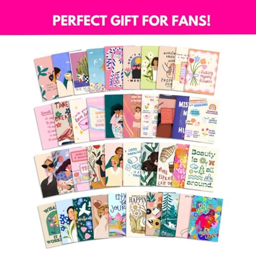 Image of auraposter Paper Manifestation Poster|(Set Of 40)|Positive Affirmation Cards|Vision Board Supplies (15 X10 Cm)|Feel Good For Wall,Bedroom,Living Room|Pink Girly Aesthetic Posters|Glue Dots Included