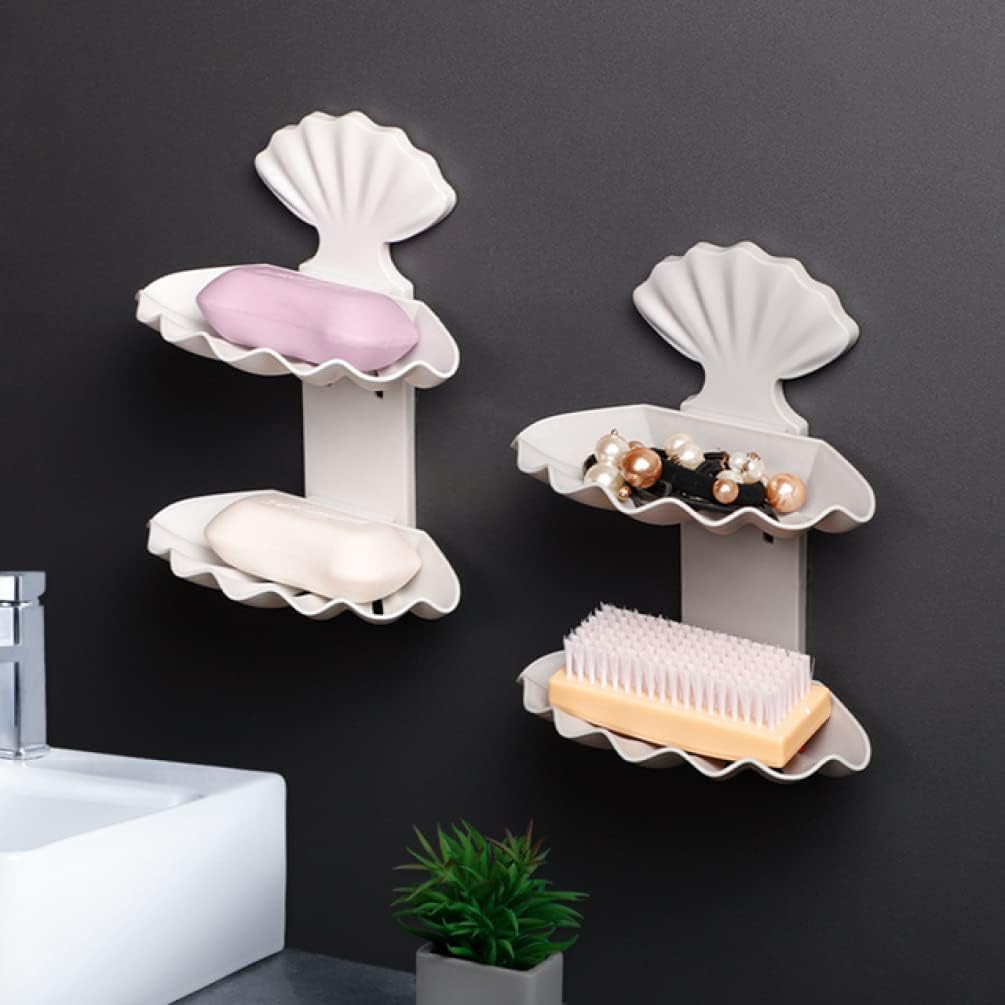Jabonera de Pared Creativa con Doble desagüe y Soporte for maquinilla Afeitar for Ducha baño